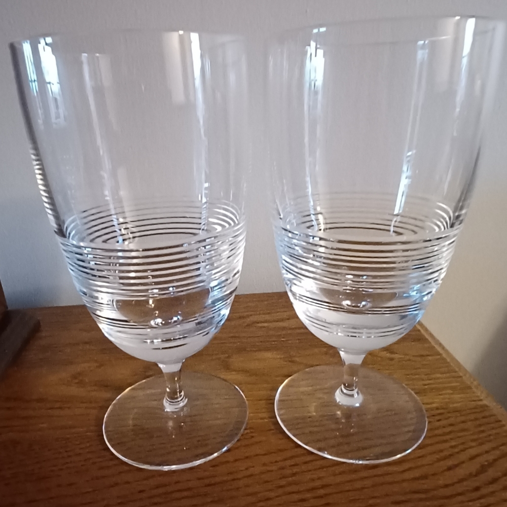 EUC Macy's Hotel Collection Crystal Ice Tea Glasses - Set of 2